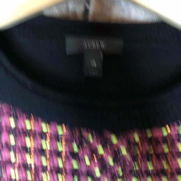 J. Crew Pink Tweed Front Navy Crew Neck Sweater - Picture 5 of 10